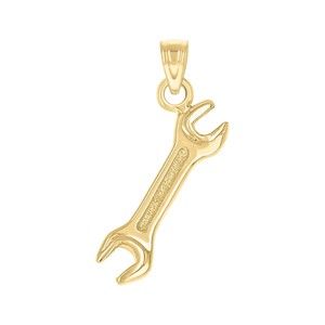 10kt 10k Yellow Gold Mens Open End Wrench Tool Charm Pendant